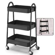 Prateleira Estante Metal Multiuso 3 Andares Rodinhas Carrinho Organizador Compacto