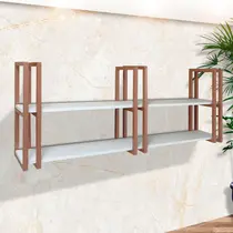 Prateleira Estilo Industrial Casa Suspensa Dourada E Branca