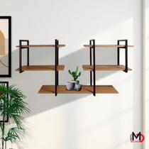 Prateleira Estilo Industrial Suspensa Design Contemporâneo e Elegante Com Ferro e Madeira Prateleira Estilo Industrial Suspensa Design Contemporâneo e Elegante Com Ferro e Madeira
