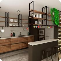 Prateleira Estilo Industrial Suspensa Teto Cozinha 60cm P.m Cor Marrom