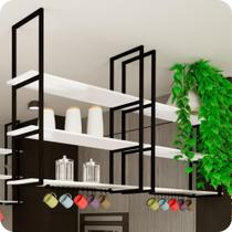 Prateleira Estilo Industrial Suspensa Teto Cozinha 80cm P.B