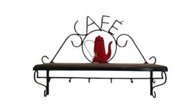 Prateleira Ferro Café cozinha madeira 60 cm largura
