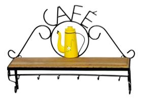 Prateleira Ferro E Madeira Rústica Café Estante Amarela