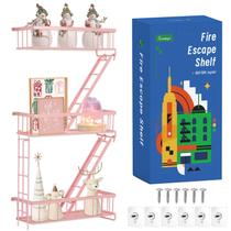 Prateleira Fire Escape SweetSage Pink Wall Decor Prateleiras de 3 camadas Prateleira Fire Escape SweetSage Pink Wall Decor Prateleiras de 3 camadas