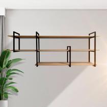 Prateleira Flutuante Fixa Parede Decorativa Organizadora Modulo Industrial Nicho Ferro e Madeira