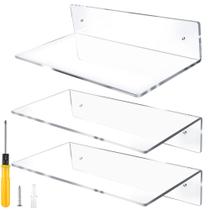 Prateleira flutuante Jansburg em acrílico em forma de L de 30 cm transparente, pacote com 3 Prateleira flutuante Jansburg em acrílico em forma de L de 30 cm transparente, pacote com 3