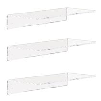 Prateleira flutuante montada na parede Weiai Clear Acrílico de 30 cm, conjunto de 3