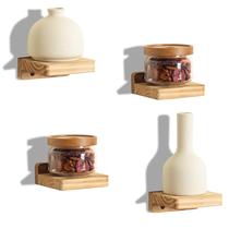 Prateleira flutuante, ponto de congelamento, madeira natural, conjunto de 4