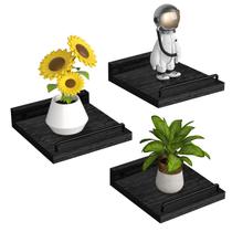 Prateleira flutuante RYOFOBETTO Small 15x15cm Conjunto de 3 paulownia pretas Prateleira flutuante RYOFOBETTO Small 15x15cm Conjunto de 3 paulownia pretas