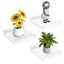 Prateleira flutuante RYOFOBETTO Small Farmhouse de 6 x 6 polegadas, conjunto de 3 brancos