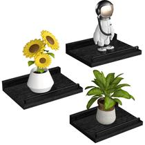 Prateleira flutuante RYOFOBETTO Small Farmhouse de 6 x 9 polegadas, conjunto de 3 pretas