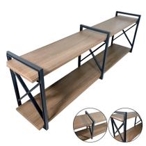 Prateleira Industrial 100 cm X Madeira Amêndoa com Suporte Preto Alta Resistência para Cozinha