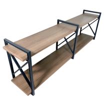 Prateleira Industrial 90 cm MDP Amêndoa X com Suporte Preto Ideal para Decoração e Organização