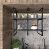 Prateleira industrial cozinha Prateleira de ferro e madeira nicho industrial nichos para cozinha suporte - E-nichos