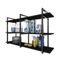 Prateleira industrial lavanderia preto area de serviço nicho multi uso simples estante mdf - Closet Fácil