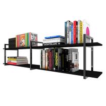 Prateleira industrial moveis escritorio quarto estante infantil livros preto ferro e madeira - Closet Fácil