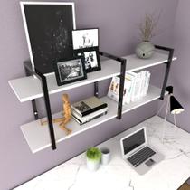 Prateleira industrial moveis escritorio quarto estante infantil plantas branco ferro e madeira