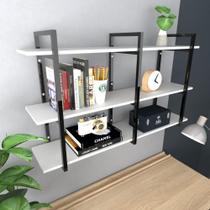 Prateleira industrial moveis escritorio quarto estante infantil plantas branco ferro e madeira - Closet Fácil