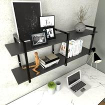 Prateleira industrial moveis escritorio quarto estante infantil plantas preto ferro e madeira