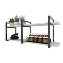 Prateleira industrial nichos cozinha branco off white suporte industrial suspensa