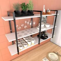Prateleira industrial nichos cozinha branco off white suporte industrial suspensa