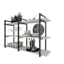 Prateleira industrial nichos cozinha branco off white suporte industrial suspensa