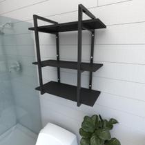 Prateleira industrial para banheiro aço cor preto prateleiras 30 cm cor preto modelo ind09pb Prateleira industrial para banheiro aço cor preto prateleiras 30 cm cor preto modelo ind09pb