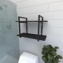 Prateleira industrial para banheiro aço cor preto prateleiras 30cm cor preto modelo ind02pb