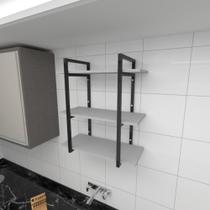 Prateleira industrial para cozinha aço cor preto prateleiras 30 cm cor cinza modelo ind09cc - E-nichos
