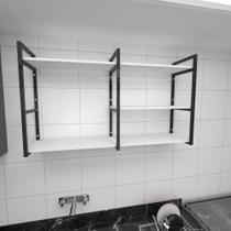 Prateleira industrial para cozinha aço cor preto prateleiras 30cm cor branca modelo ind14bc