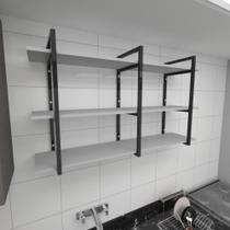 Prateleira industrial para cozinha aço cor preto prateleiras 30cm cor cinza modelo ind12cc