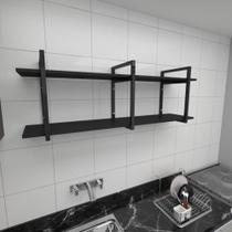 Prateleira industrial para cozinha aço cor preto prateleiras 30cm cor preto modelo ind05pc - E-nichos