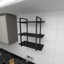 Prateleira industrial para cozinha aço cor preto prateleiras 30cm cor preto modelo ind09pc