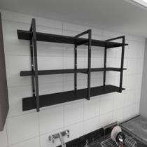 Prateleira industrial para cozinha aço cor preto prateleiras 30cm cor preto modelo ind12pc