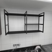 Prateleira industrial para cozinha aço cor preto prateleiras 30cm cor preto modelo ind14pc Prateleira industrial para cozinha aço cor preto prateleiras 30cm cor preto modelo ind14pc