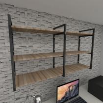 Prateleira industrial para escritório aço cor preto mdf 30 cm cor amadeirado escuro modelo ind11aees Prateleira industrial para escritório aço cor preto mdf 30 cm cor amadeirado escuro modelo ind11aees