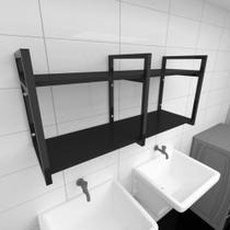 Prateleira industrial para lavanderia aço cor preto prateleiras 30cm cor preto modelo ind22plav