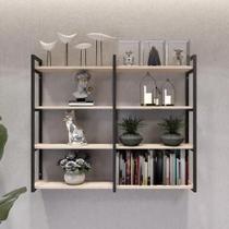 Prateleira industrial suspensa com design moderno e elegante com madeira e ferro