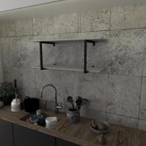 Prateleira Industrial Suspensa Estante Parede Nicho Cinza Cozinha Escritorio Sala Quarto Infantil Prateleira Industrial Suspensa Estante Parede Nicho Cinza Cozinha Escritorio Sala Quarto Infantil