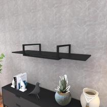 Prateleira Industrial Suspensa Estante Parede Nicho Preto Ferro E Madeira Suporte Pratileira