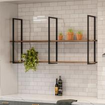 Prateleira Industrial Suspensa Parede 135 cm Demolição Preto Aurora