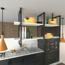 Prateleira Industrial Suspensa Teto Cozinha pratileira prateleira mdf nicho industrial nichos para cozinha suporte