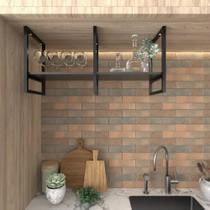 Prateleira Industrial Suspensa Teto Cozinha pratileira prateleira mdf nicho industrial nichos para cozinha suporte