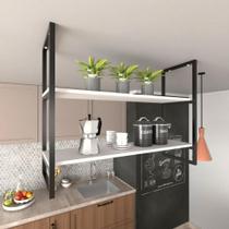 Prateleira Industrial Suspensa Teto Cozinha pratileira prateleira mdf nicho industrial nichos para cozinha suporte