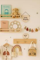 Prateleira Infantil Kit com 2 Prateleiras Livro 1 Cabideiro Decoração para Quarto