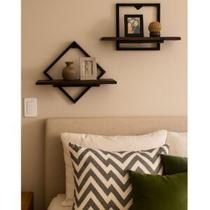 Prateleira Kit com 2 dois nichos moldura em pinus para decoração Presente