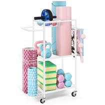 Prateleira LIANTRAL Yoga Mat Storage Rack de metal com rodas