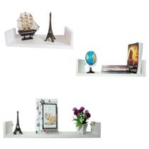 Prateleira Livros 50 x 15 cm Kit 3 Peças em MDF Branco Eví Decor Prateleira Livros 50 x 15 cm Kit 3 Peças em MDF Branco Eví Decor