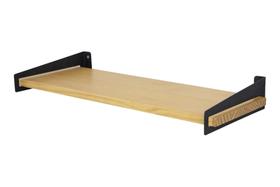 Prateleira Loop Nicho Decorativo 50x20cm Cozinha Sala Quarto Madeira Preto/Amêndoa