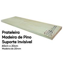 Prateleira Madeira de Pino 60x20 Suporte Invisível